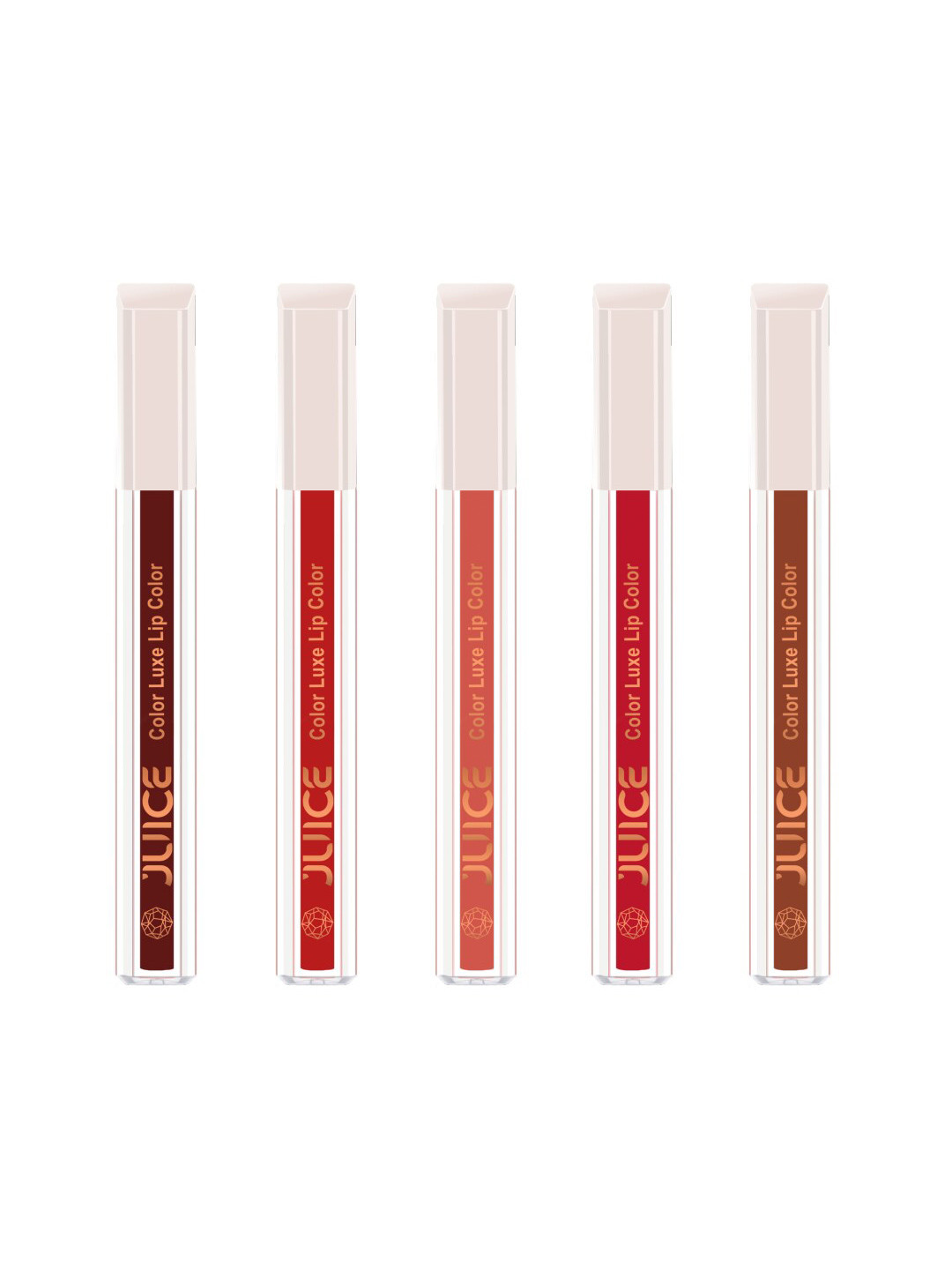 

JUICE Set Of 5 Color Luxe Long Lasting SPF 15 Liquid Lipstick With Bio Retinol- 2.5ml Each, Red