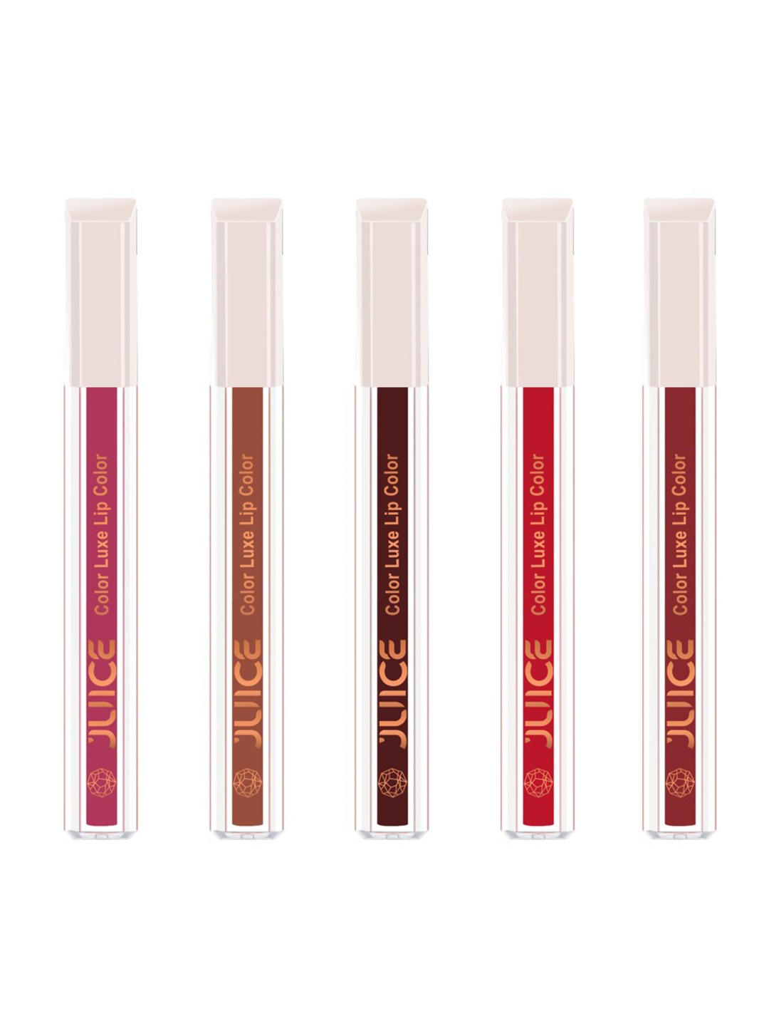 

JUICE Set Of 5 Color Luxe Long Lasting SPF 15 Liquid Lipstick With Bio Retinol- 2.5ml Each, Red