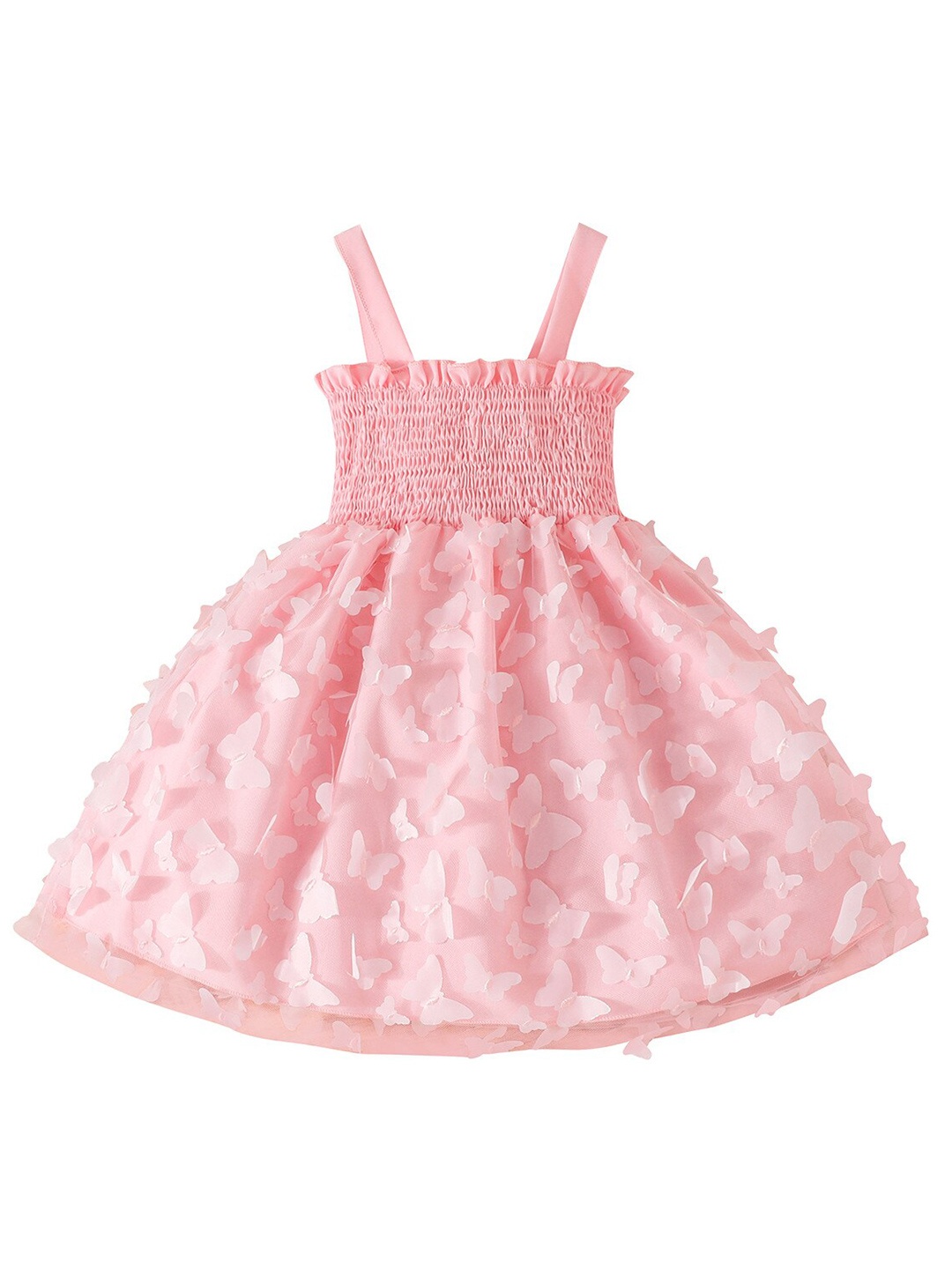 

StyleCast Girls Pink Shoulder Strap Smocked Fit and Flare Dress