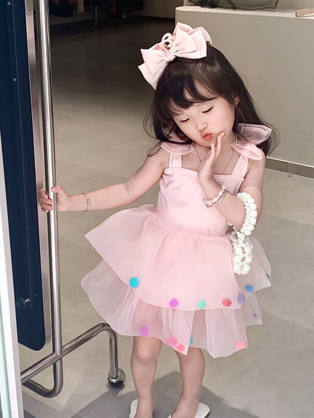 

StyleCast Girls Pink Shoulder Straps Bow Fit and Flare Dress