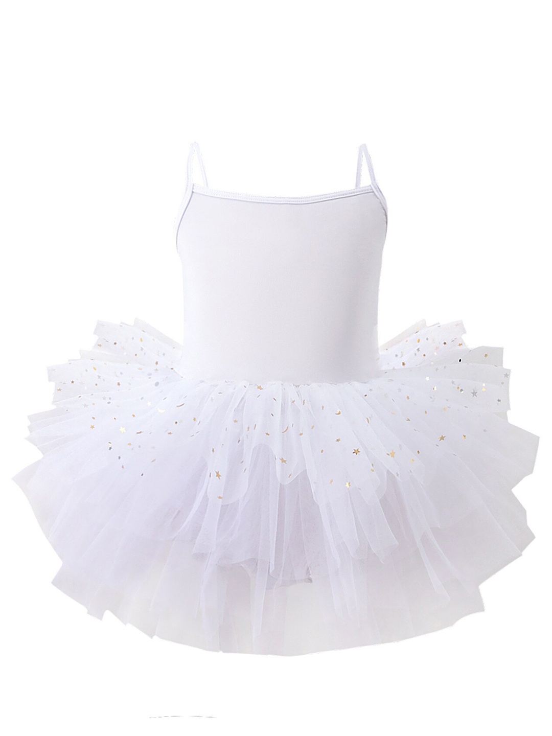 

StyleCast White Shoulder Straps Sequined Cotton Tulle Fit & Flare Dress