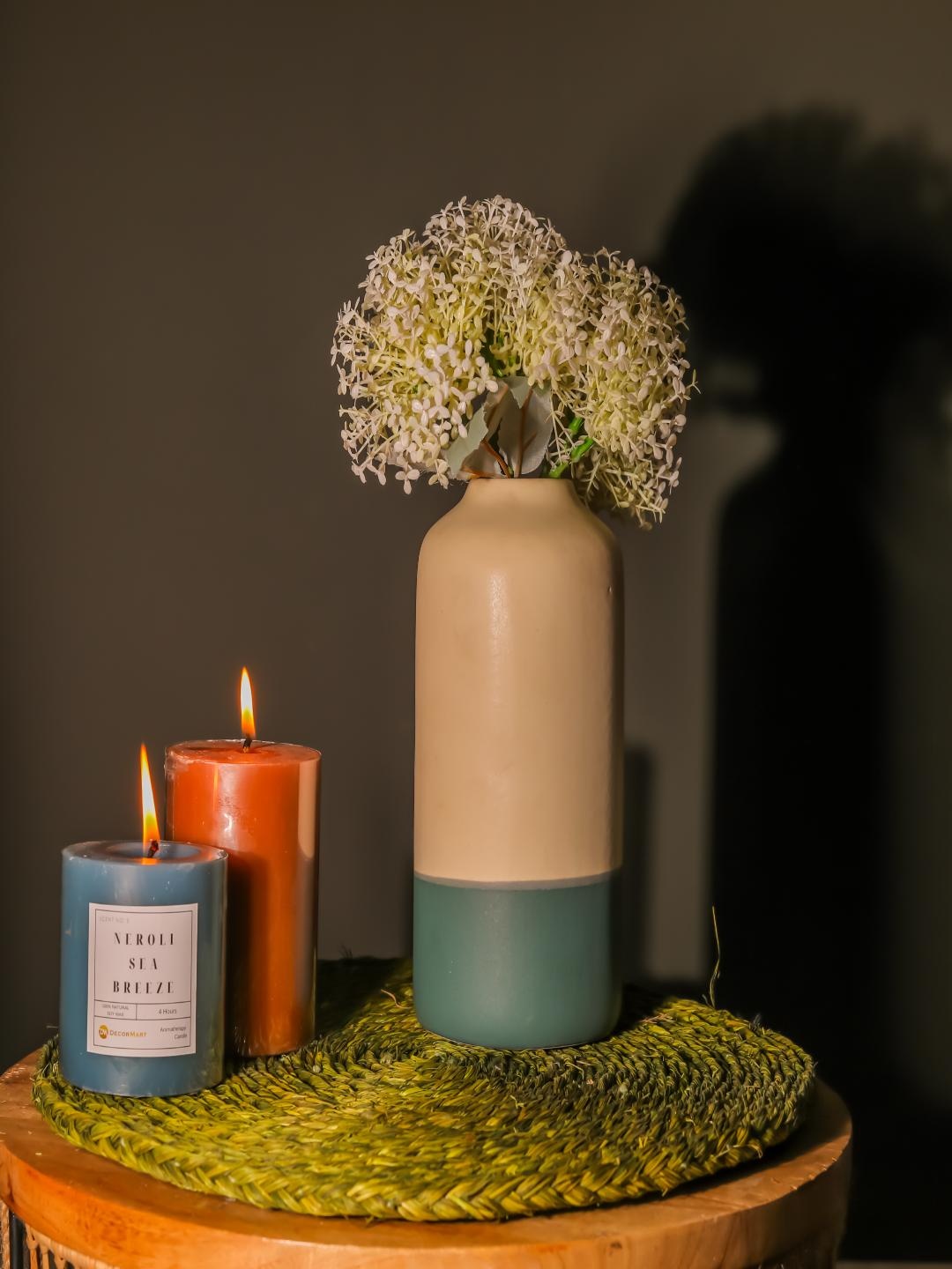

The Decor Mart White & Green Ceramic Bottle Flower Vases