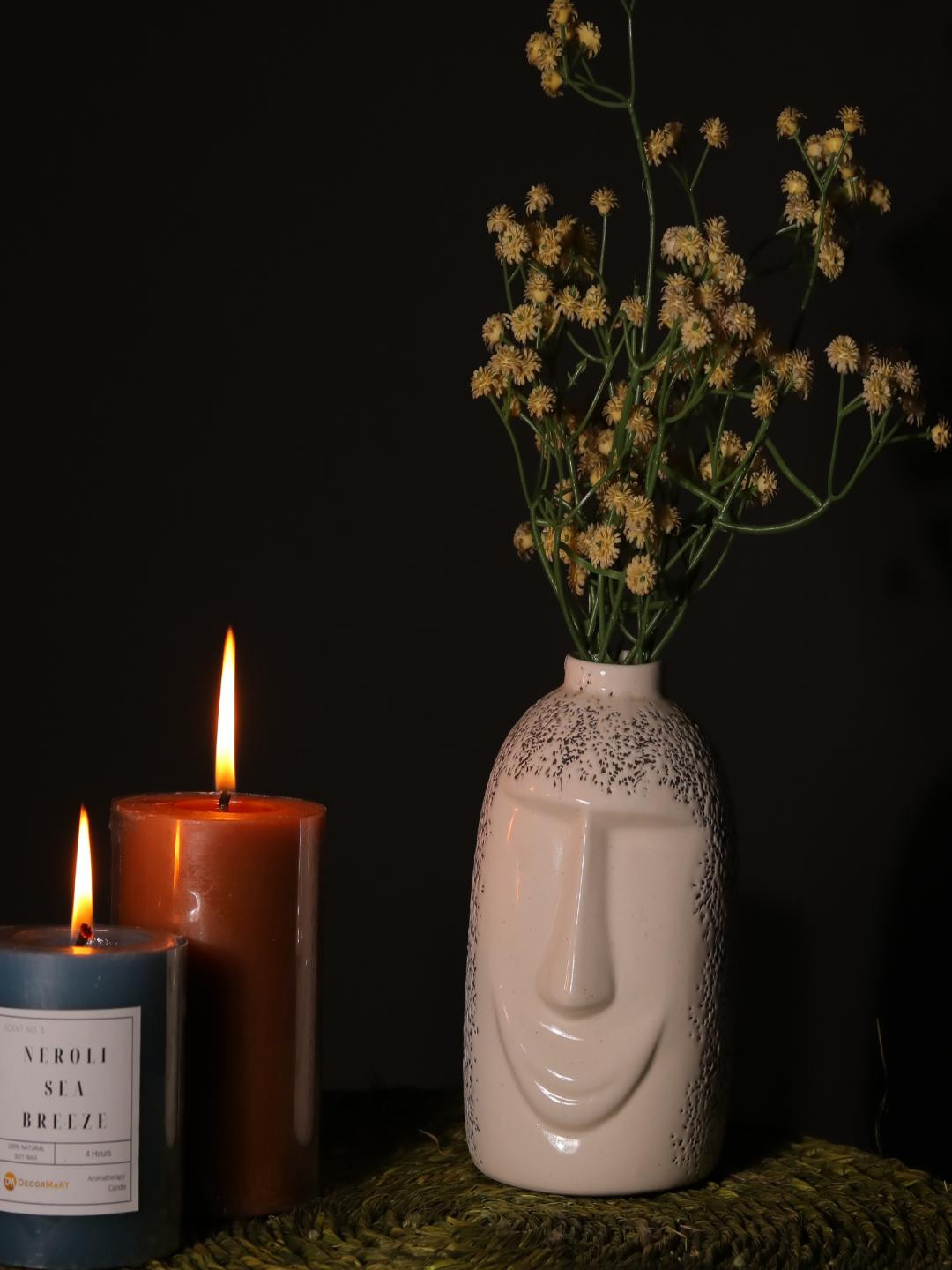 

The Decor Mart White Textured Ceramic Face Vases
