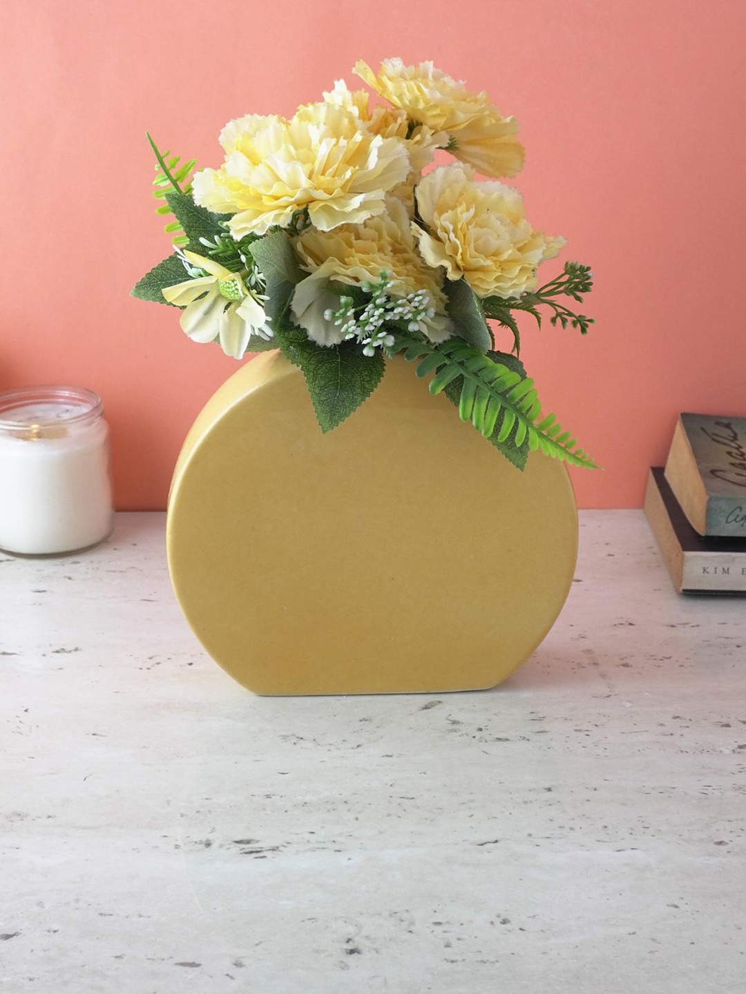 

The Decor Mart Yellow Modern Round Vase