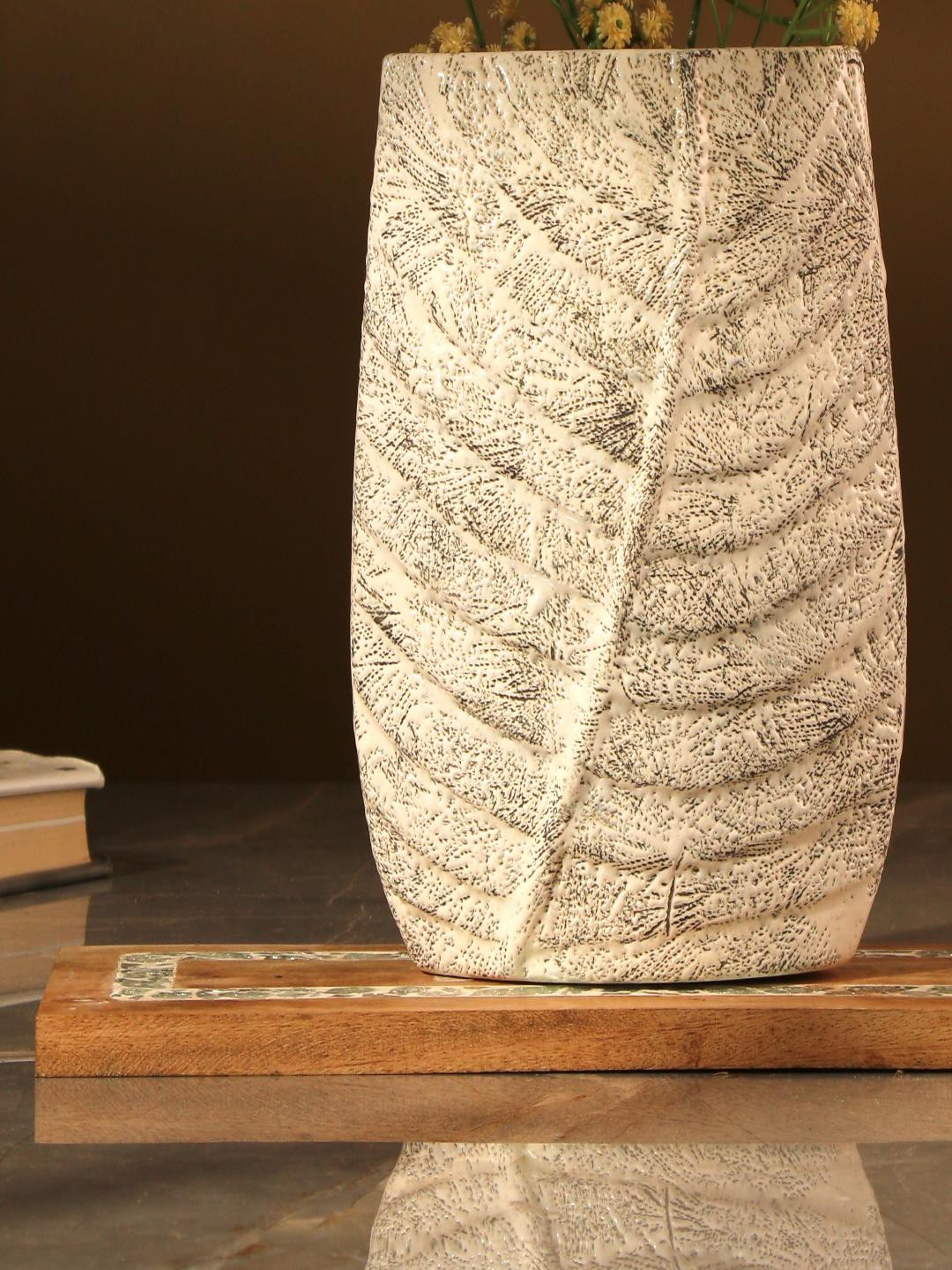 

The Decor Mart White Textured Ceramic Vases
