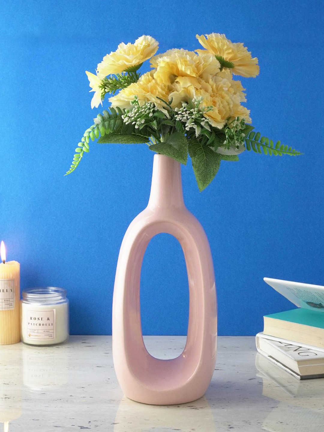 

The Decor Mart Pink Hollow Glossy Ceramic Vase