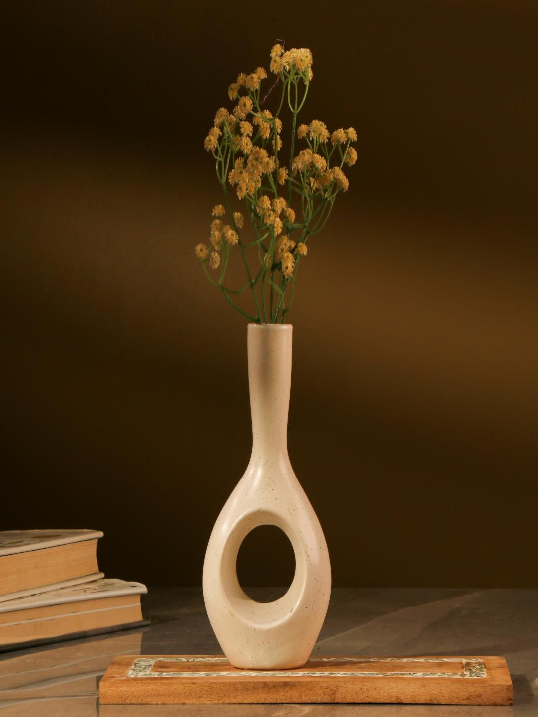 

The Decor Mart White Modern Round Printed Ceramic Vases