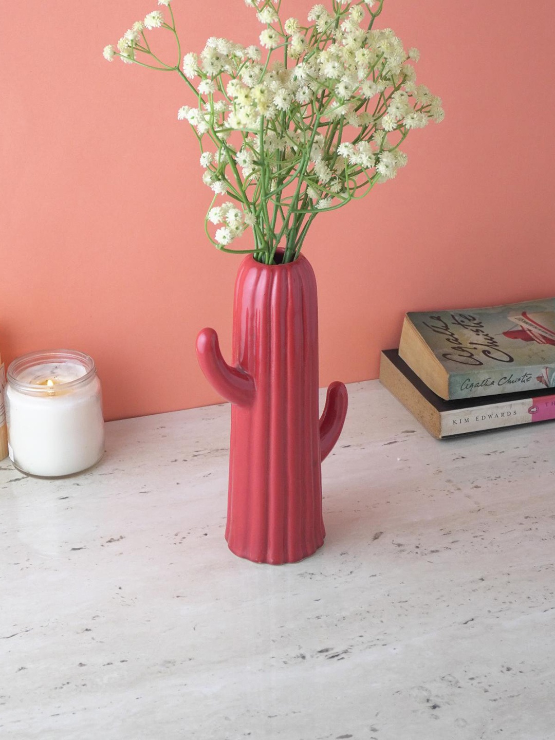 

The Decor Mart Red Cactus Ceramic Vase