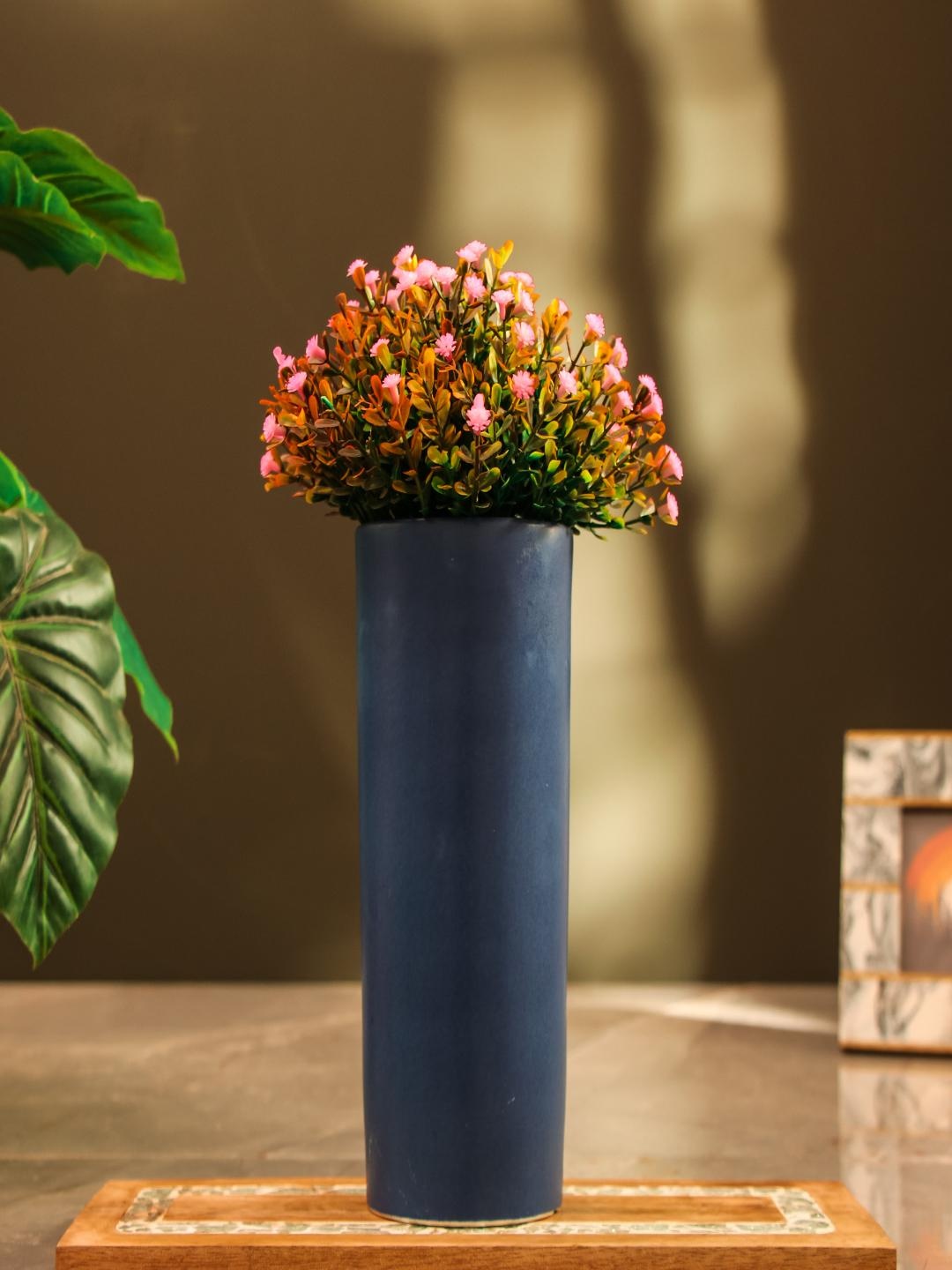 

The Decor Mart Blue Cobalt Cylindrical Ceramic Vase