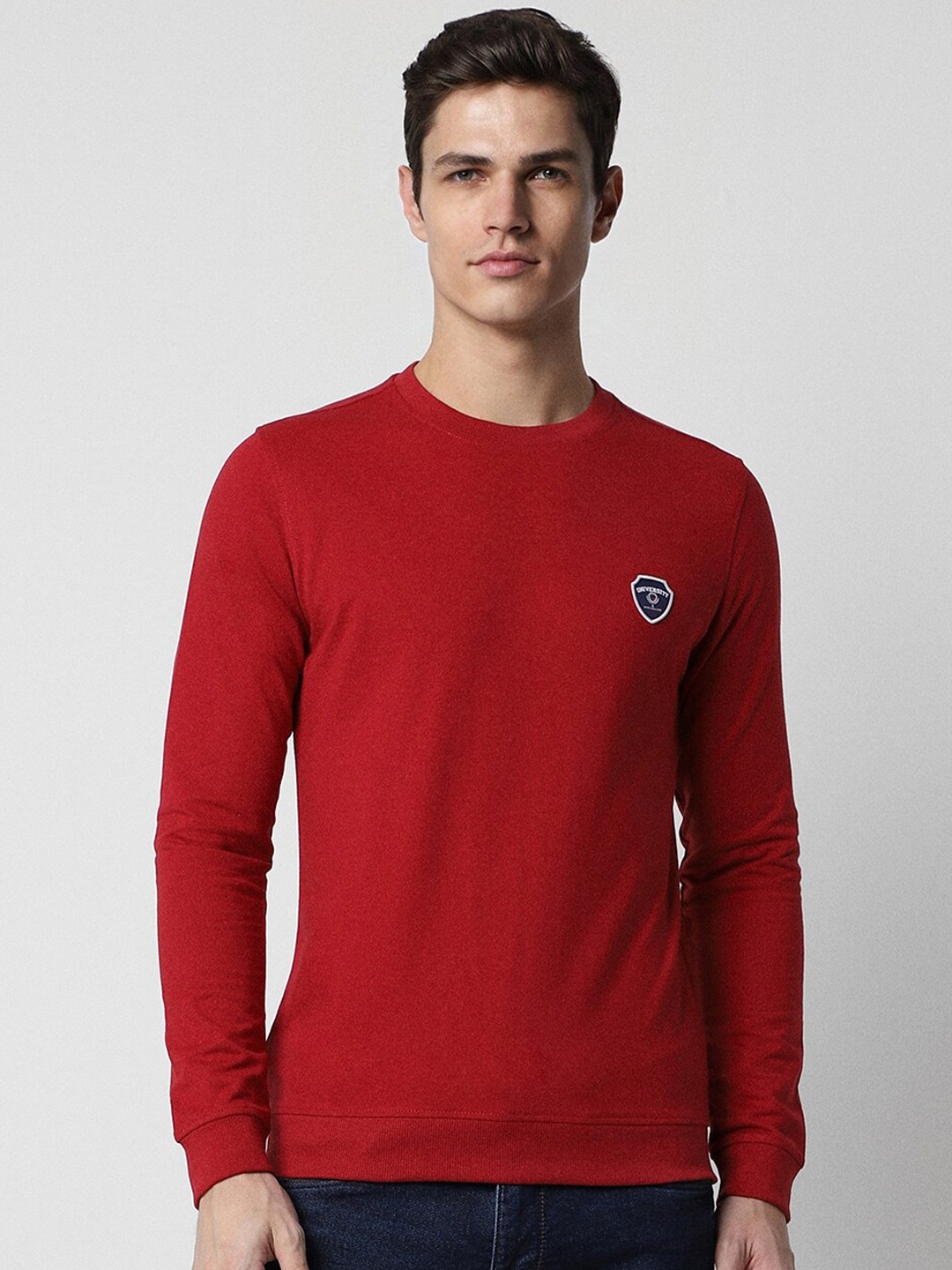 

PETER ENGLAND UNIVERSITY Round Neck Long Sleeves Pullover Sweatshirt, Maroon