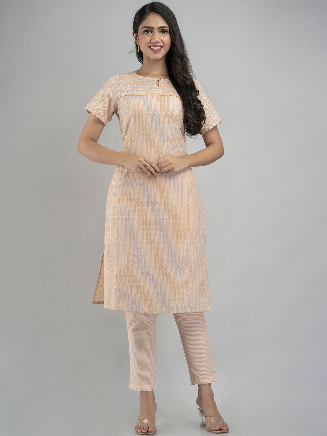 

BAESD Woven Design Regular Cotton Kurta, Orange