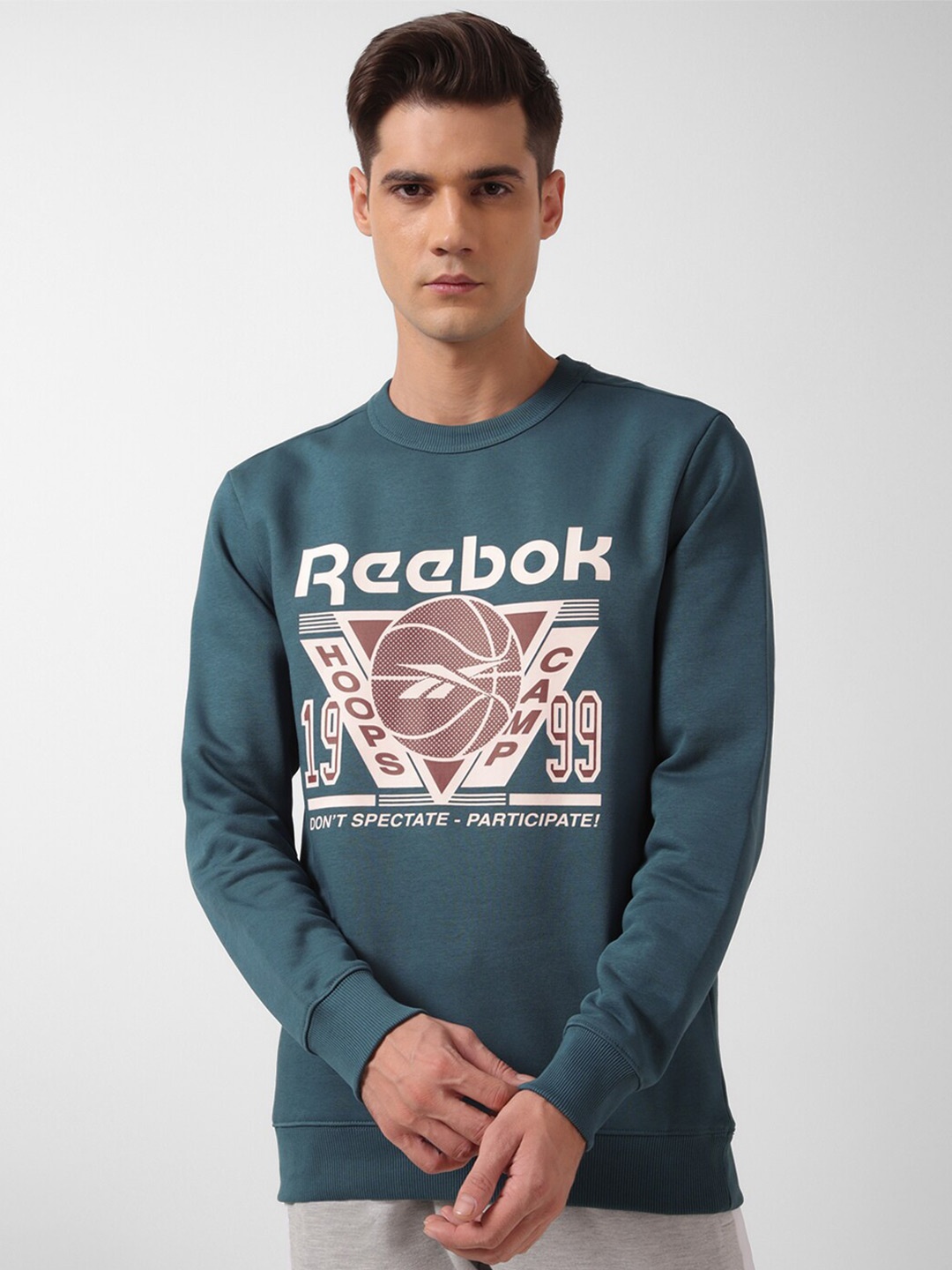 

Reebok Graphic Printed Relaxed Fit Pullover Sweatshirt, Blue