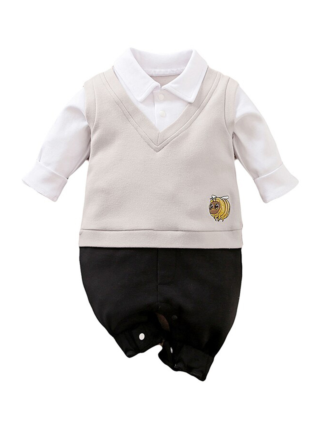 

StyleCast Boys Embroidered Pure Cotton Romper, Grey
