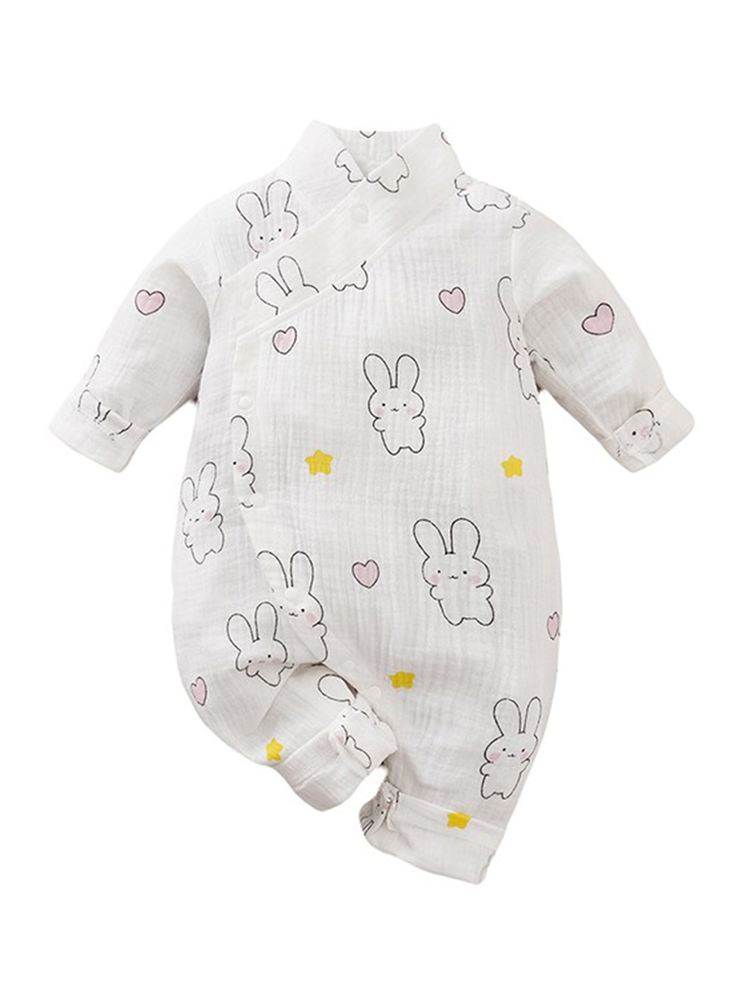 StyleCast Girls Conversational Printed Pure Cotton Rompers, Grey