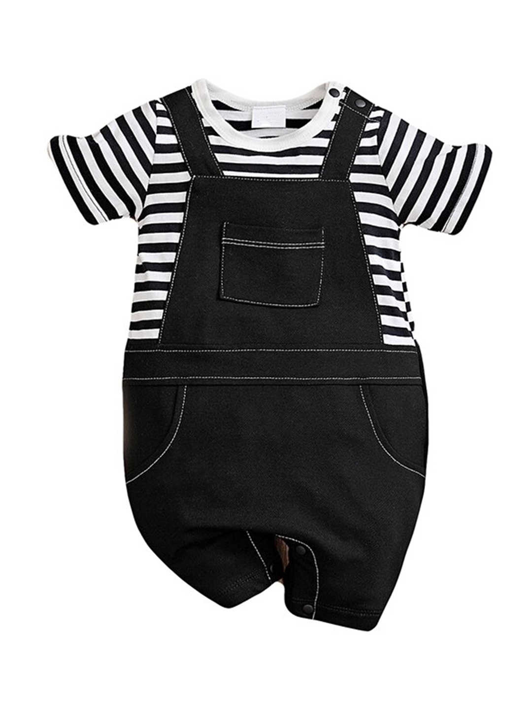 

StyleCast Infants Black Striped Pure Cotton Rompers