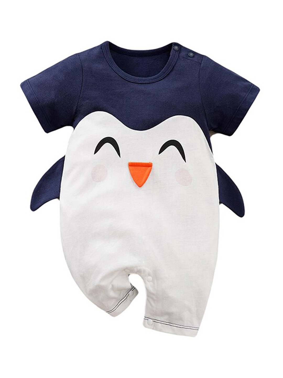

StyleCast Kids Colourblocked Pure Cotton Penguin Romper, Navy blue