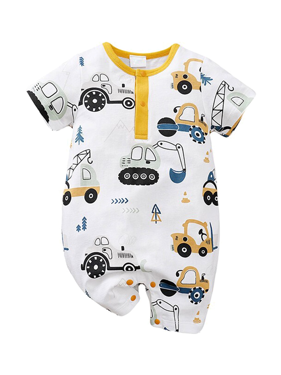 StyleCast Infant Boys White Graphic Printed Cotton Rompers
