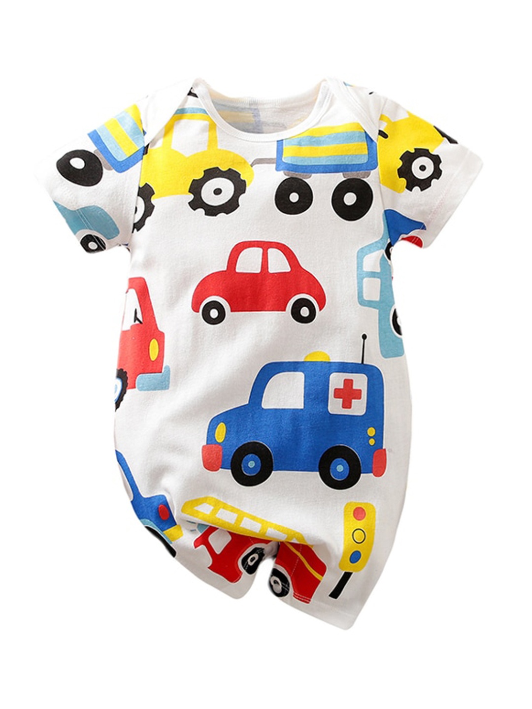 

StyleCast Infant Boys White & Blue Printed Cotton Rompers