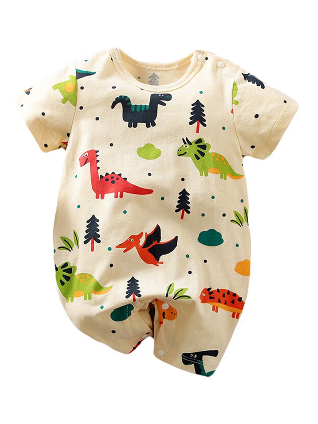 

StyleCast Beige Infant Boys Graphic Printed Pure Cotton Rompers
