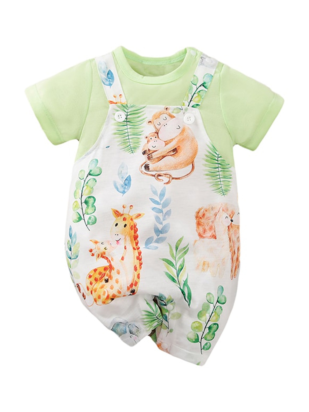 

StyleCast Infant Girls Graphic Printed Pure Cotton Rompers, Green