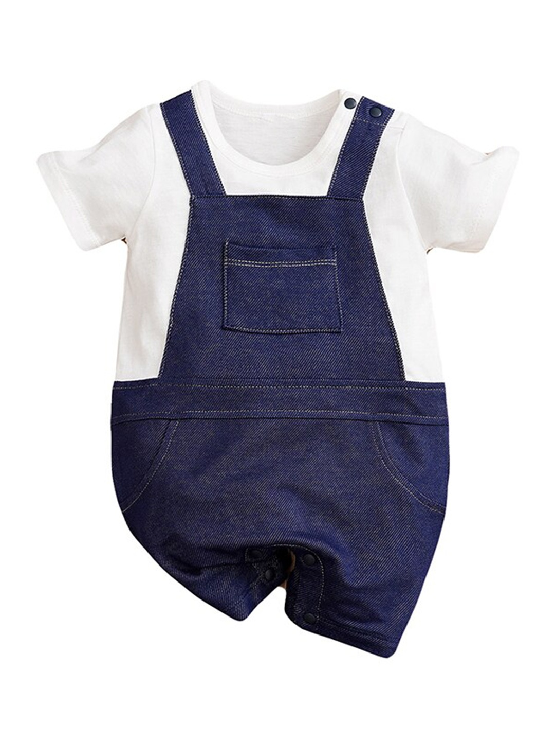 

StyleCast Infant Blue & White Cotton Rompers, Navy blue