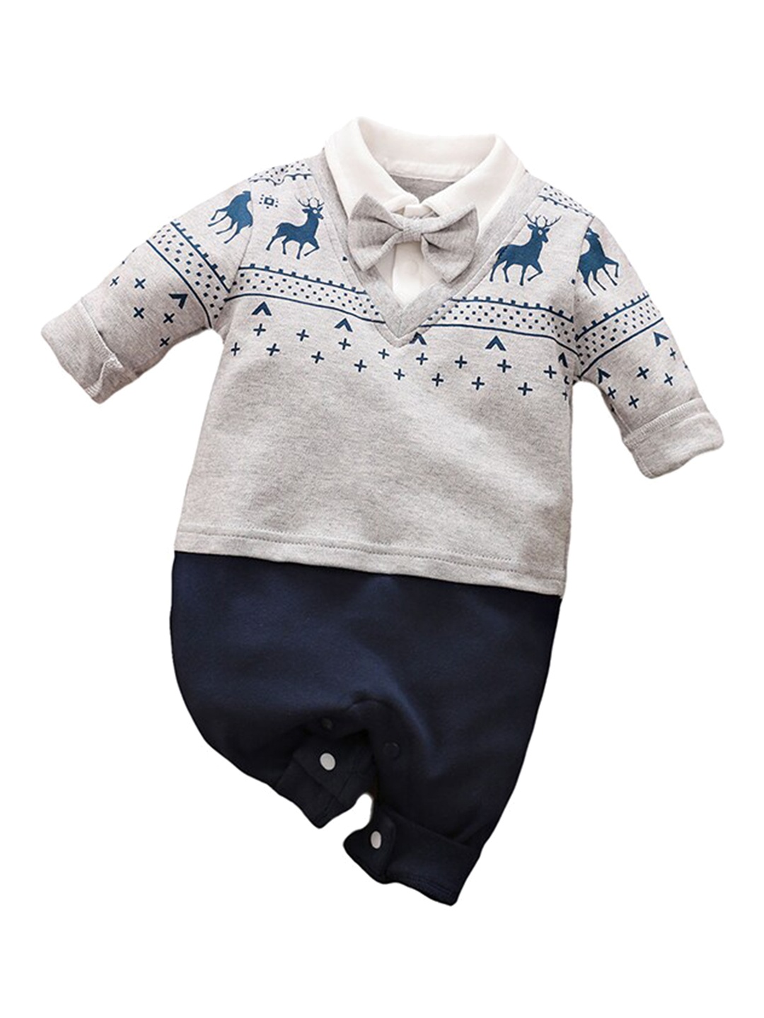 

StyleCast Boys Conversational Printed Cotton Rompers, Navy blue
