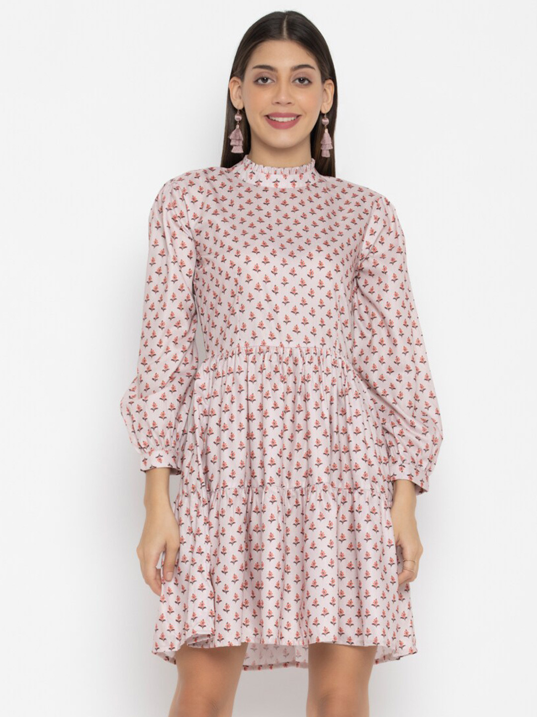 

OCTICS Floral Printed Fit and Flare Dress, Pink