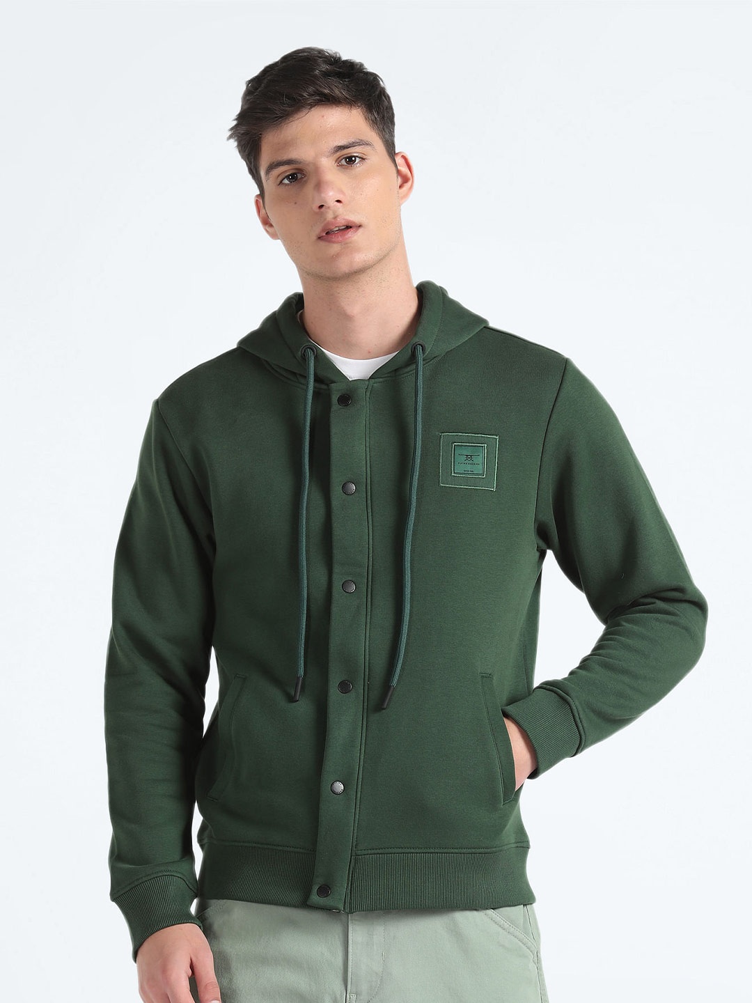 

Flying Machine Hooded Front-Open Sweatshirt, Green