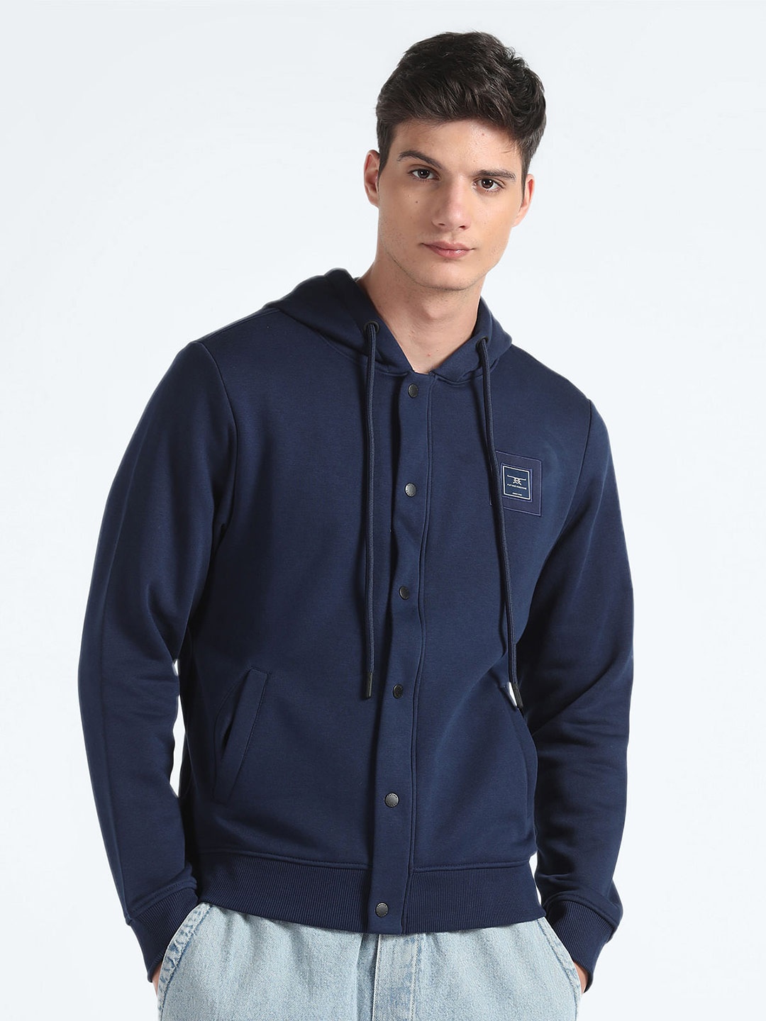 

Flying Machine Hooded Front-Open Sweatshirt, Blue