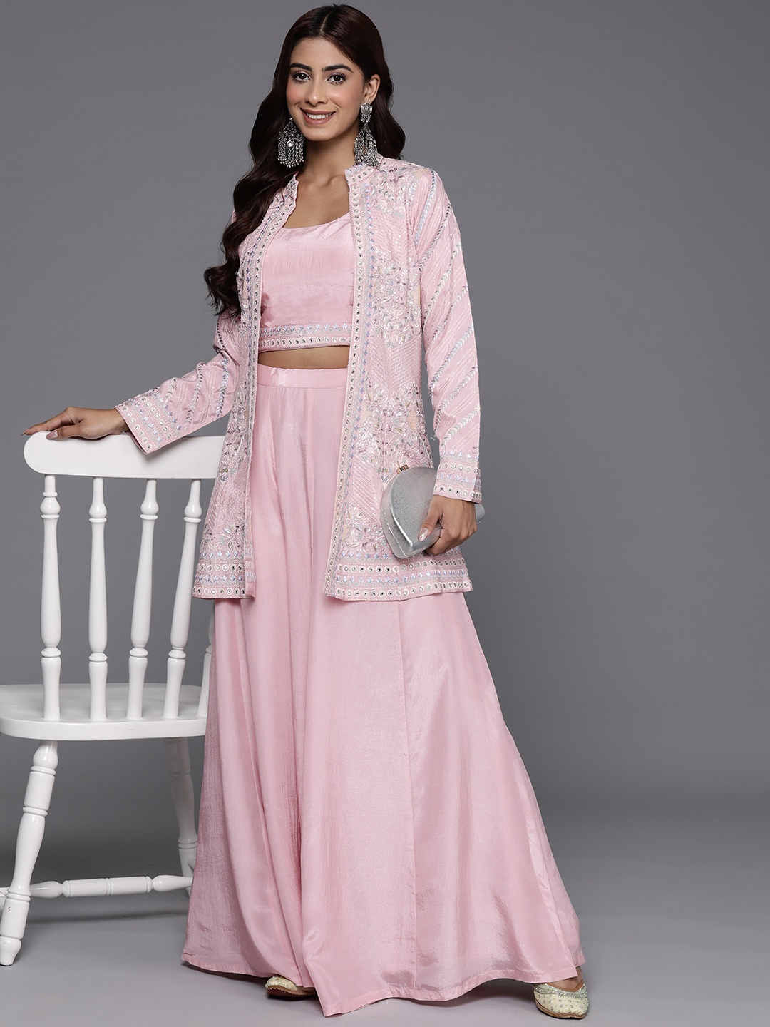 

Libas Art Embellished Co-Ords with Shrug, Pink