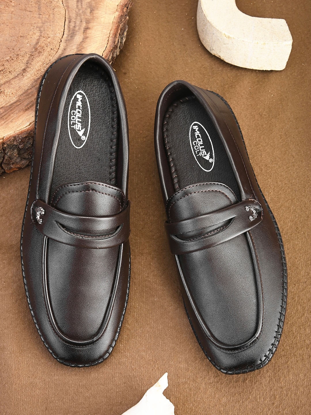 

IMCOLUS Men Lightweight Comfort Insole Penny Loafers, Coffee brown