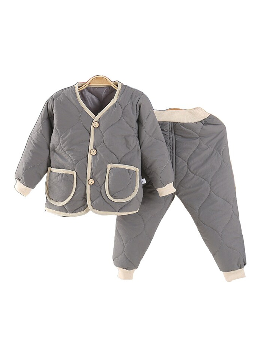 

StyleCast Boys Grey Self Design Coat with Joggers
