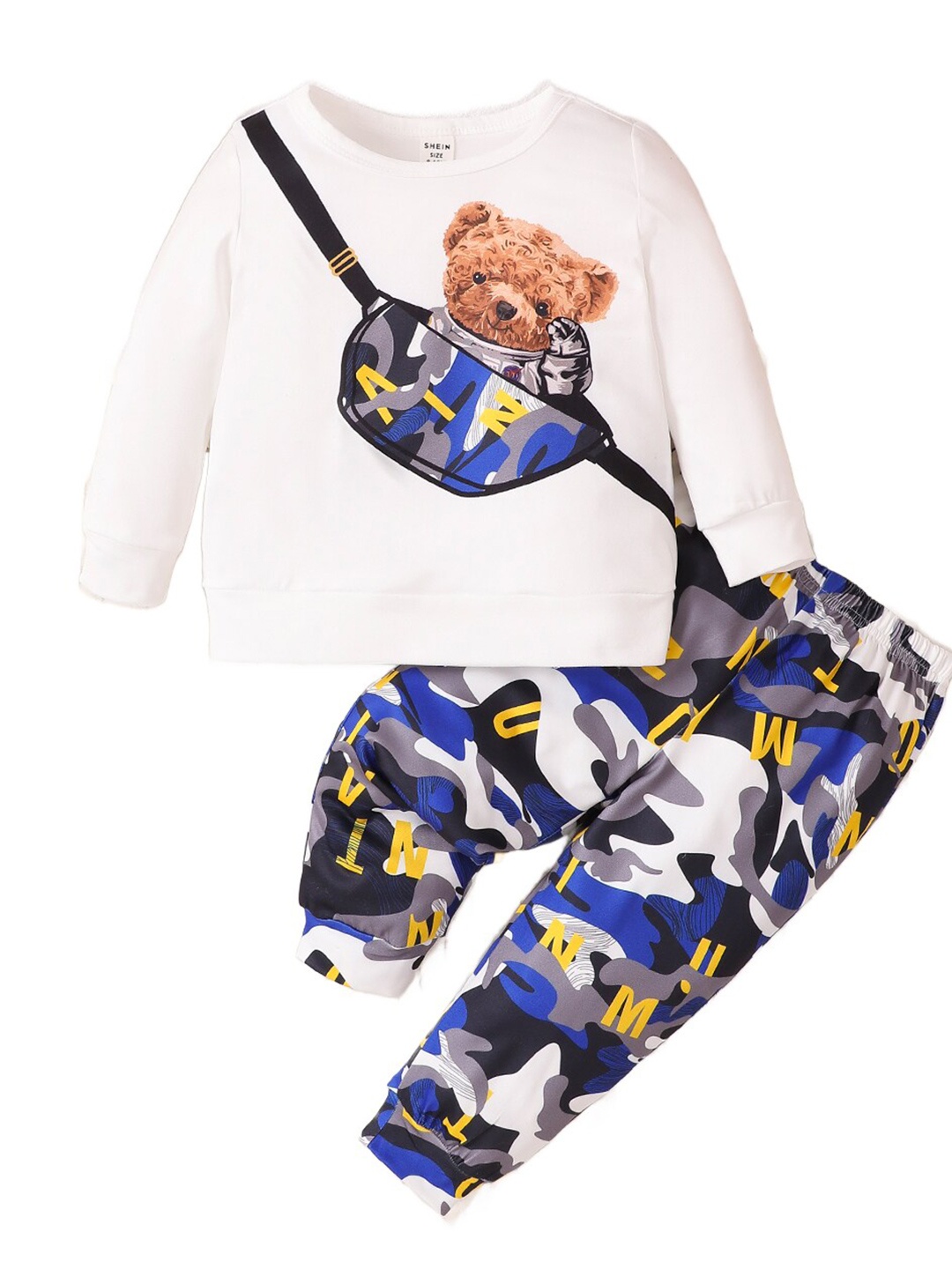 

StyleCast Boys White Printed Long Sleeves T-shirt with Joggers