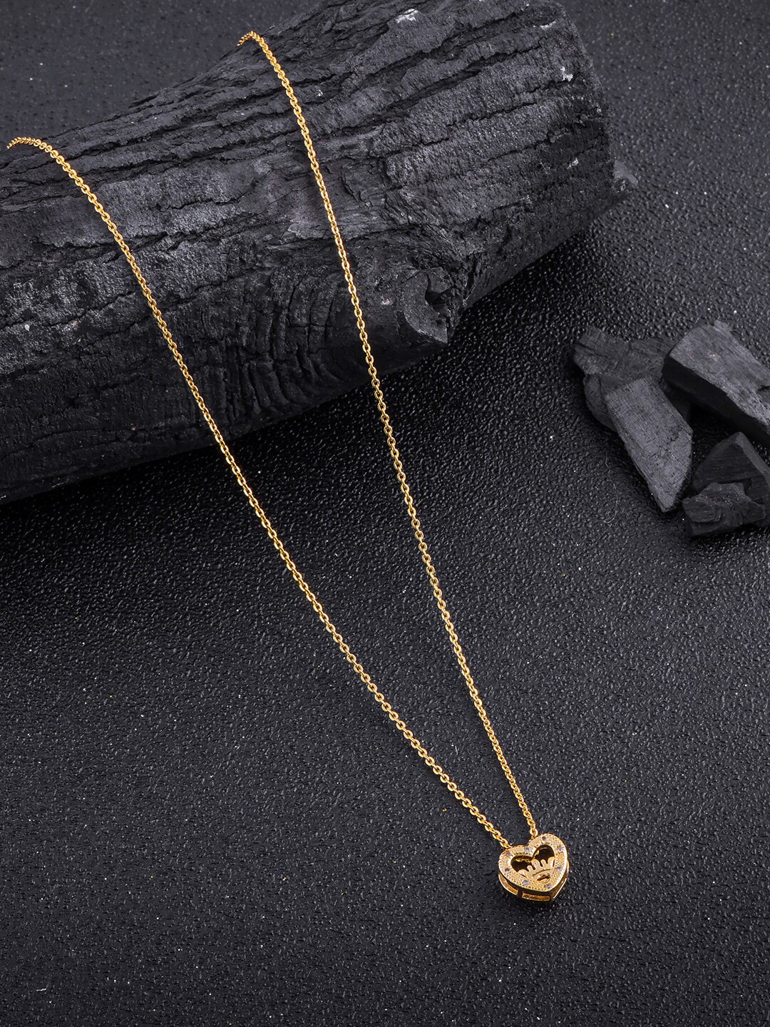 

DressBerry Gold-Toned Brass Gold-Plated Artificial Stones Studded Chain