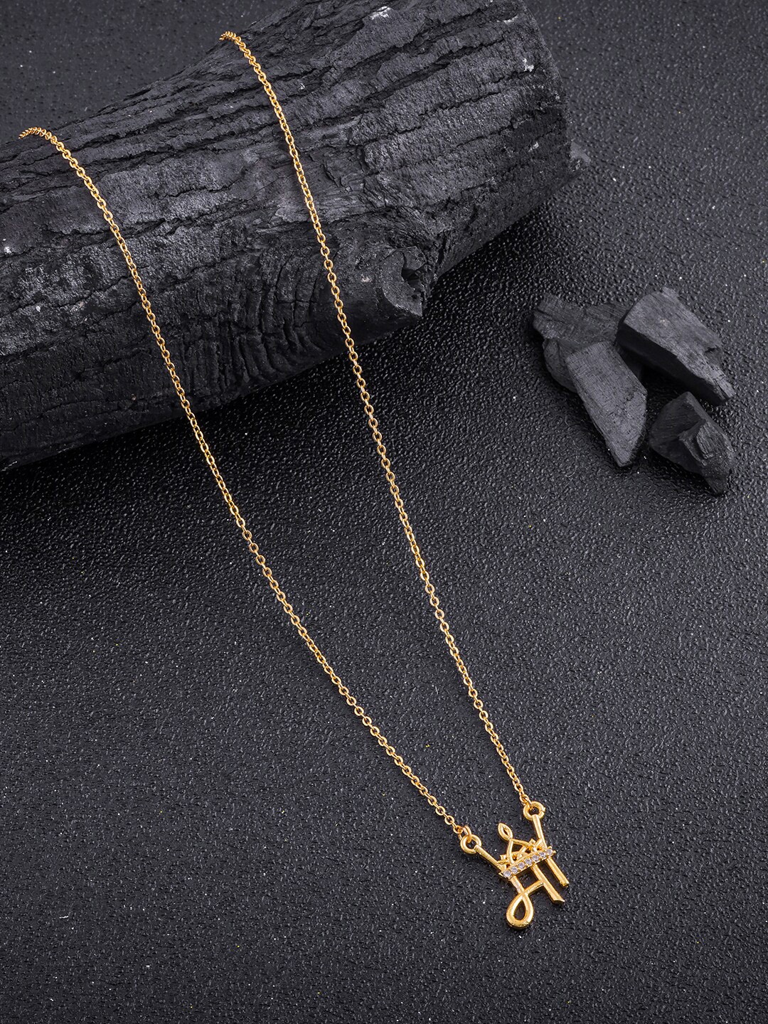 

DressBerry Gold-Toned Brass Gold-Plated Artificial Stones Studded Chain