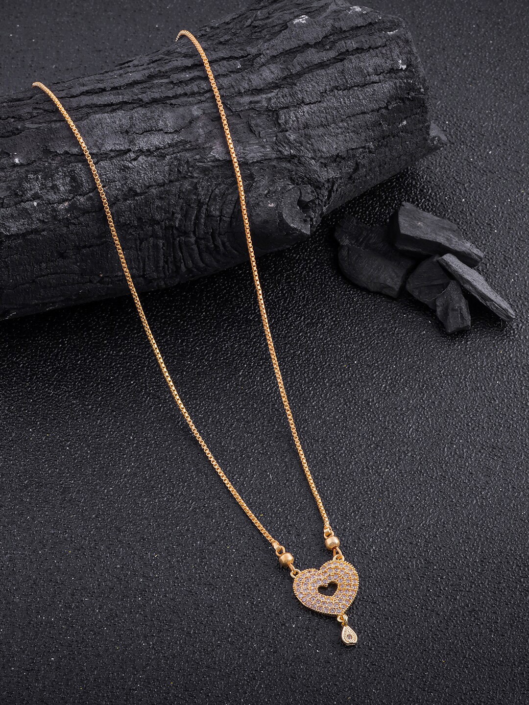 

DressBerry Gold-Toned Brass Gold-Plated Artificial Stones Studded Chain