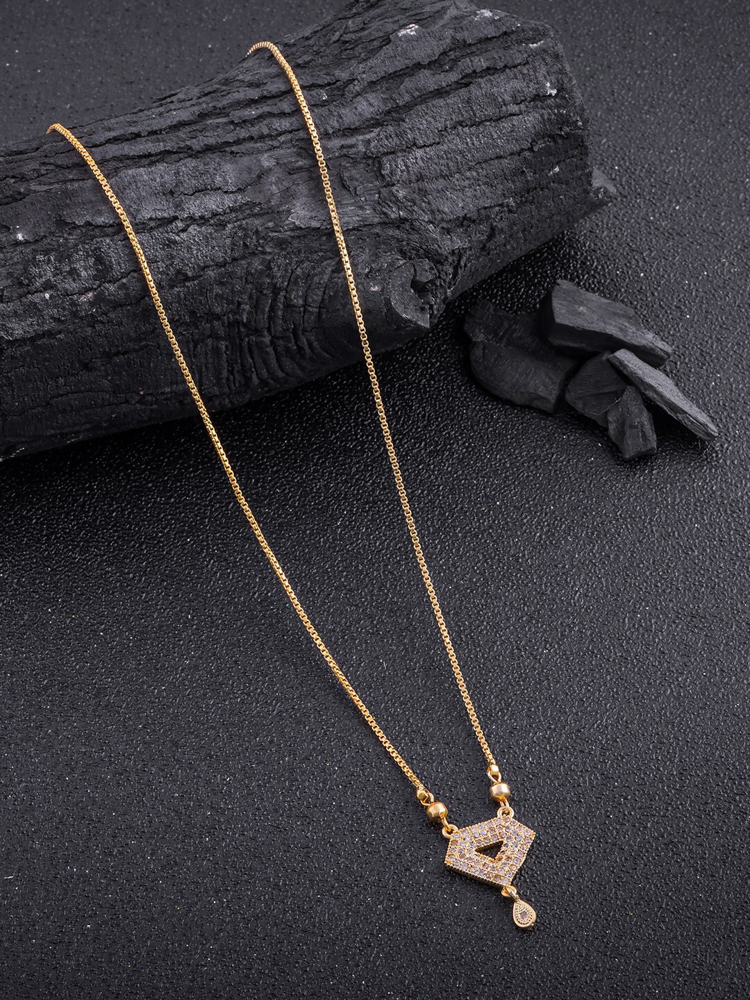 

DressBerry Gold Plated Stones Studded Pendant & Chain