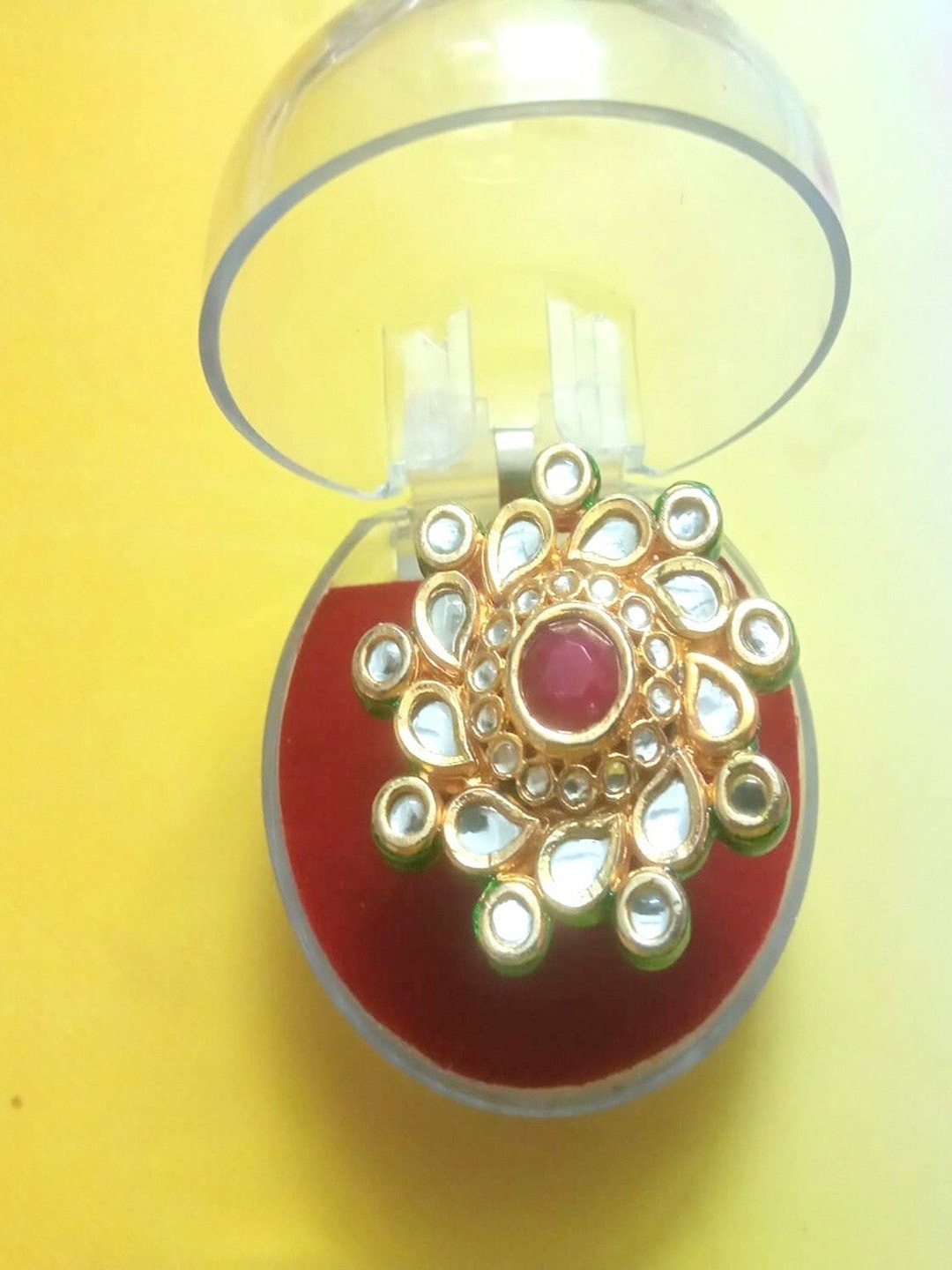 

Runjhun Gold-Plated Kundan-Studded Adjustable Finger Ring