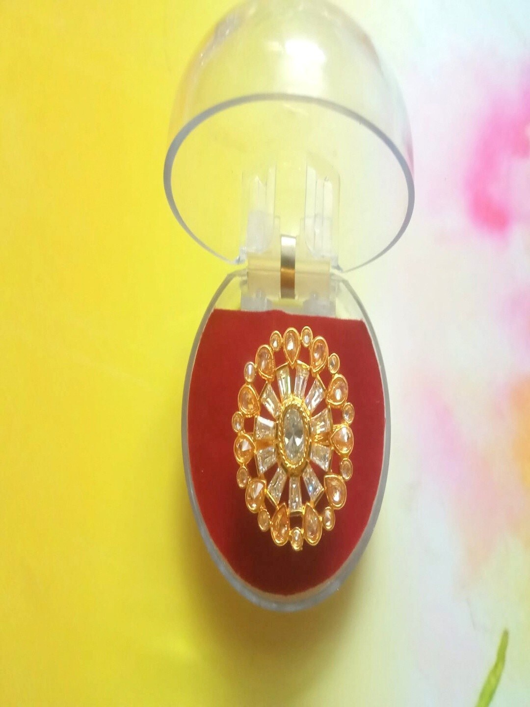 

Runjhun Gold-Plated Kundan-Studded Adjustable Finger Ring