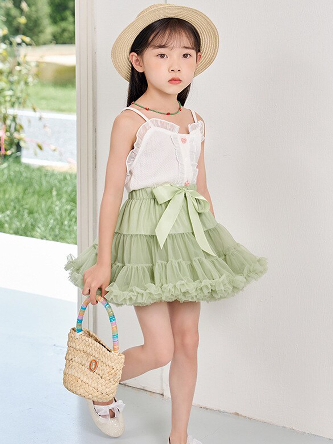 

StyleCast Girls Gathered Detail Flared Skirts, Green