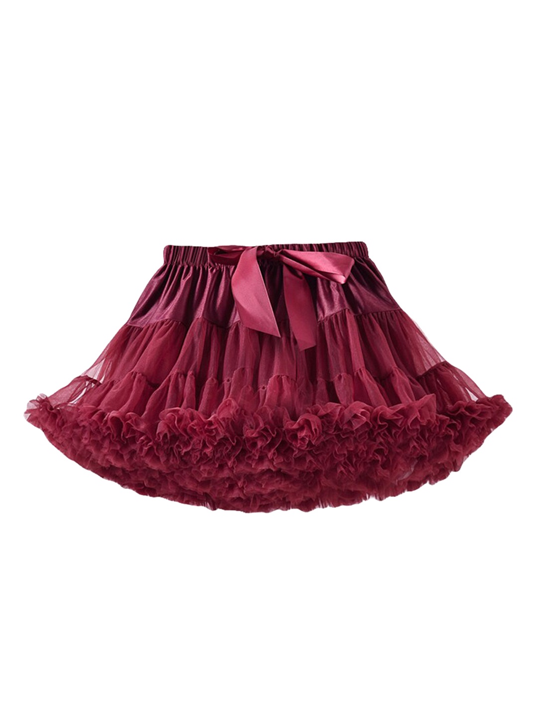 

StyleCast Girls Maroon Gathered Detailed Mini Tiered Skirt