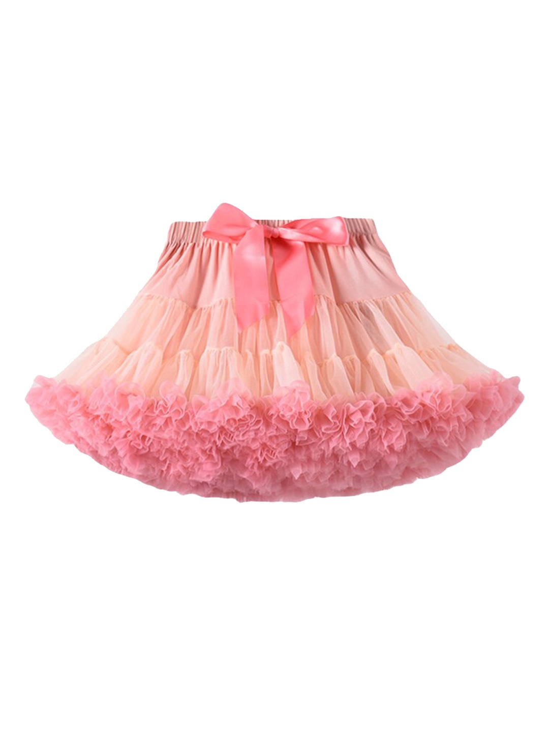 

StyleCast Girls Peach-Coloured Gathered Detailed Mini Tiered Skirt