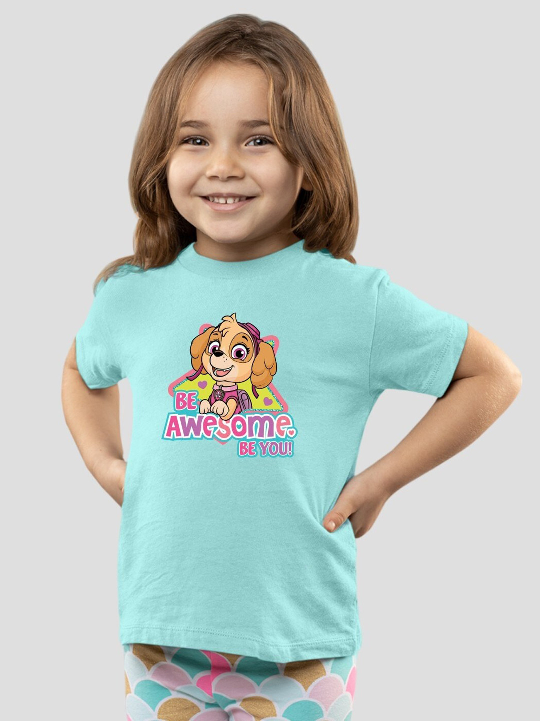

Minute Mirth Girls Paw Patrol Printed Cotton Top, Sea green