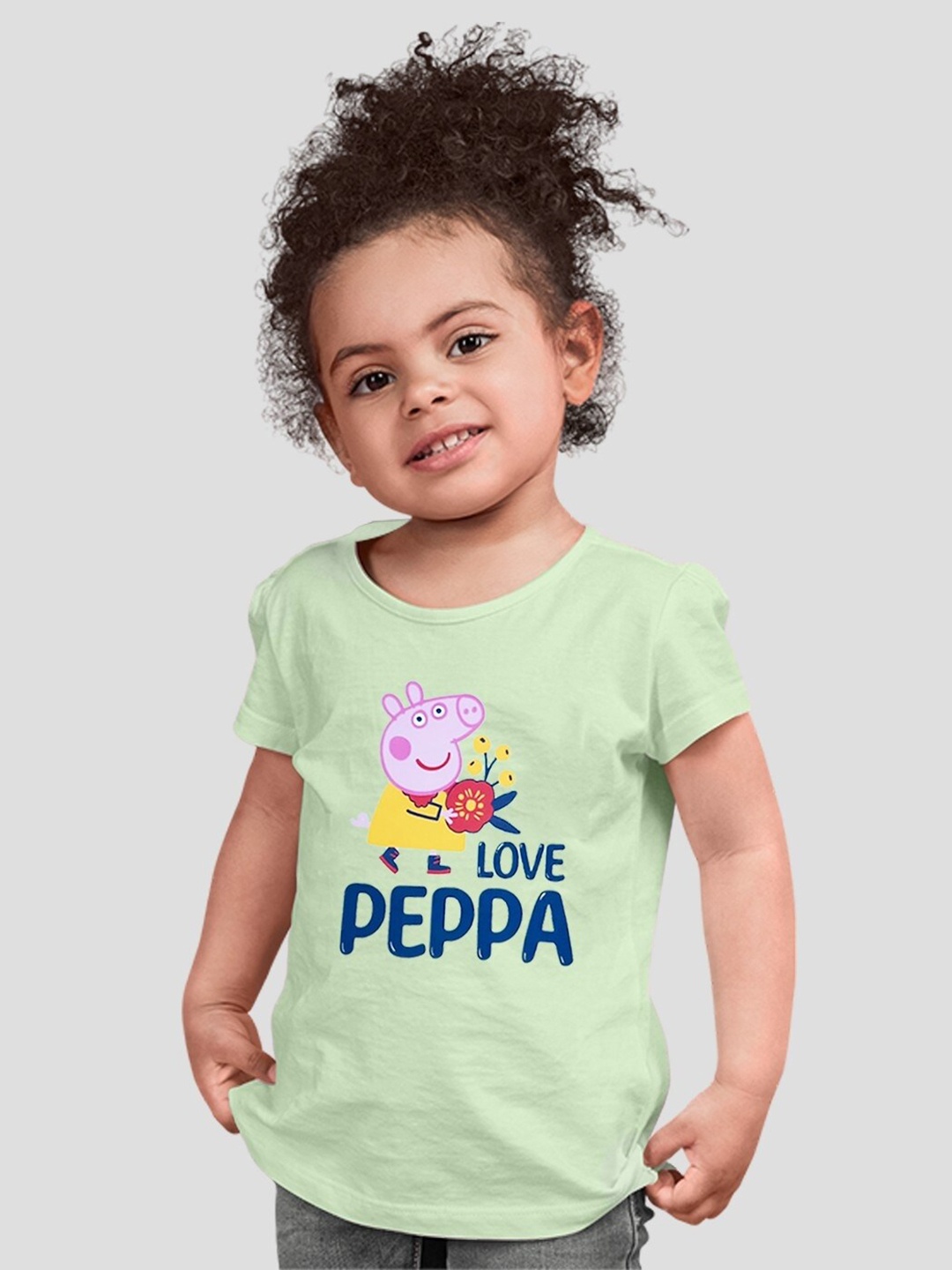 

Minute Mirth Girls Peppa Pig Printed Cotton Top, Green