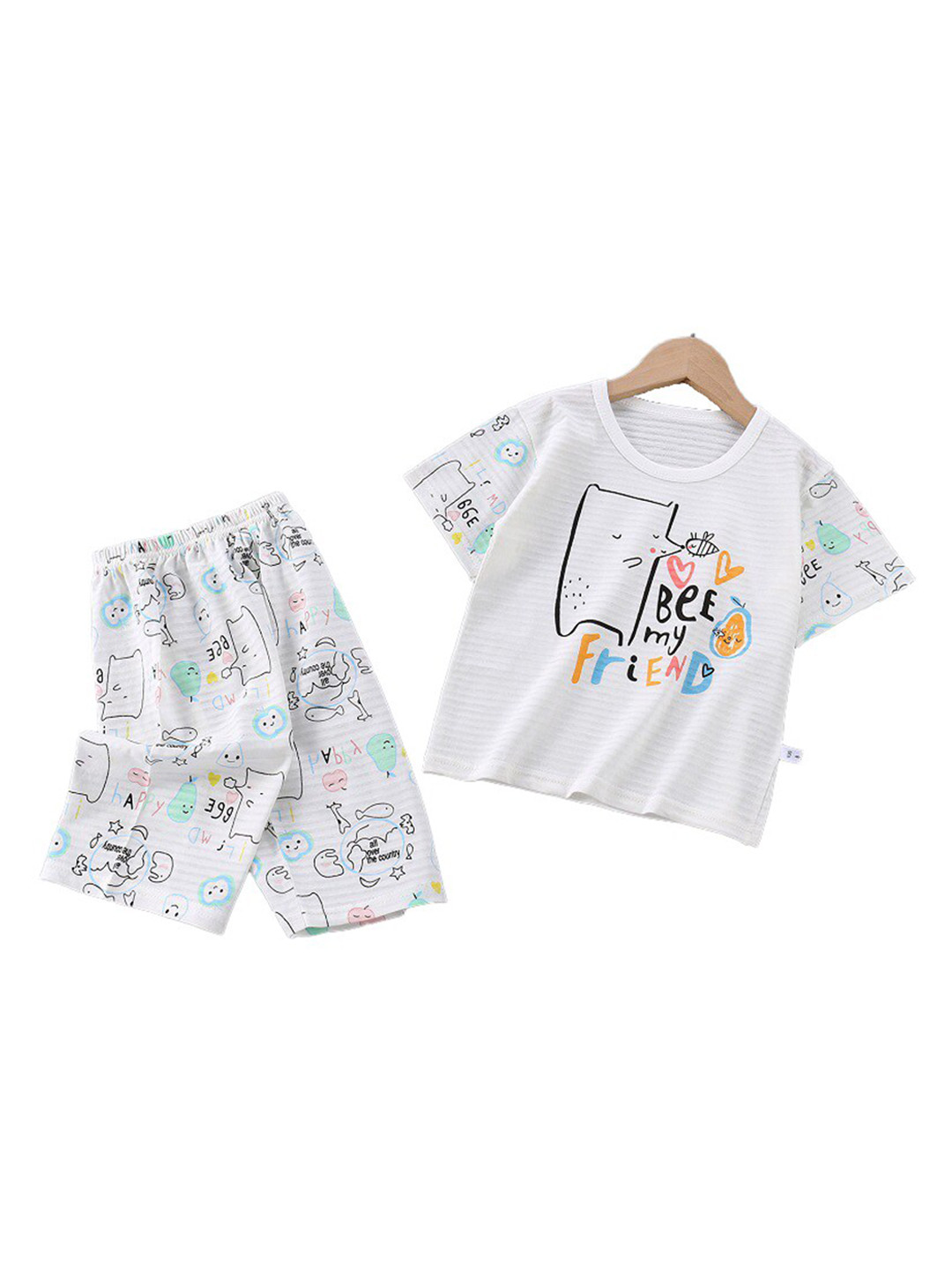 

StyleCast Boys White Typography Printed Night Suit