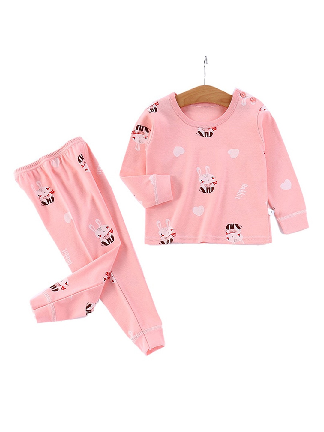 StyleCast Girls Pink Conversational Printed Night suit