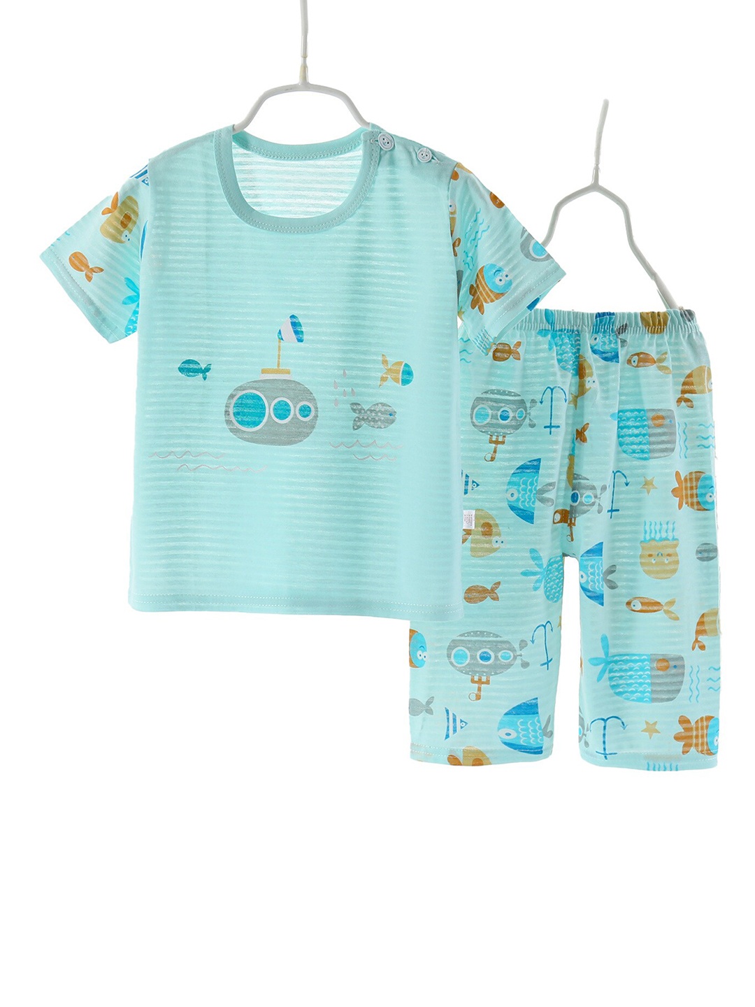

StyleCast Boys Green Comic Printed Cotton Night suit