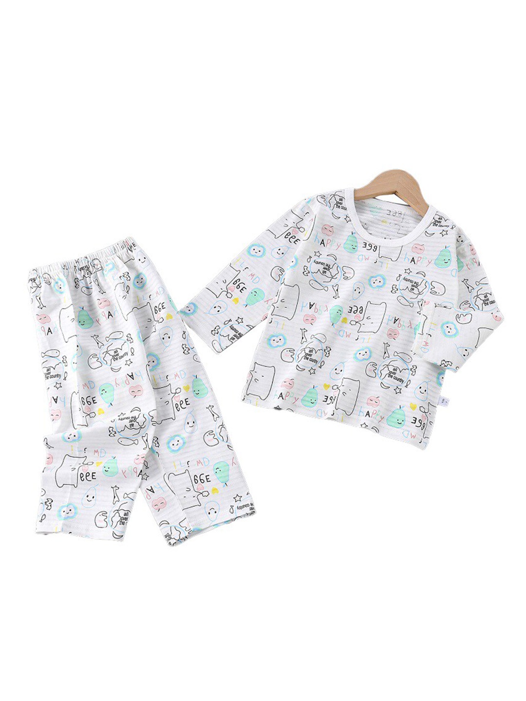 

StyleCast Boys White Graphic Printed Night suit