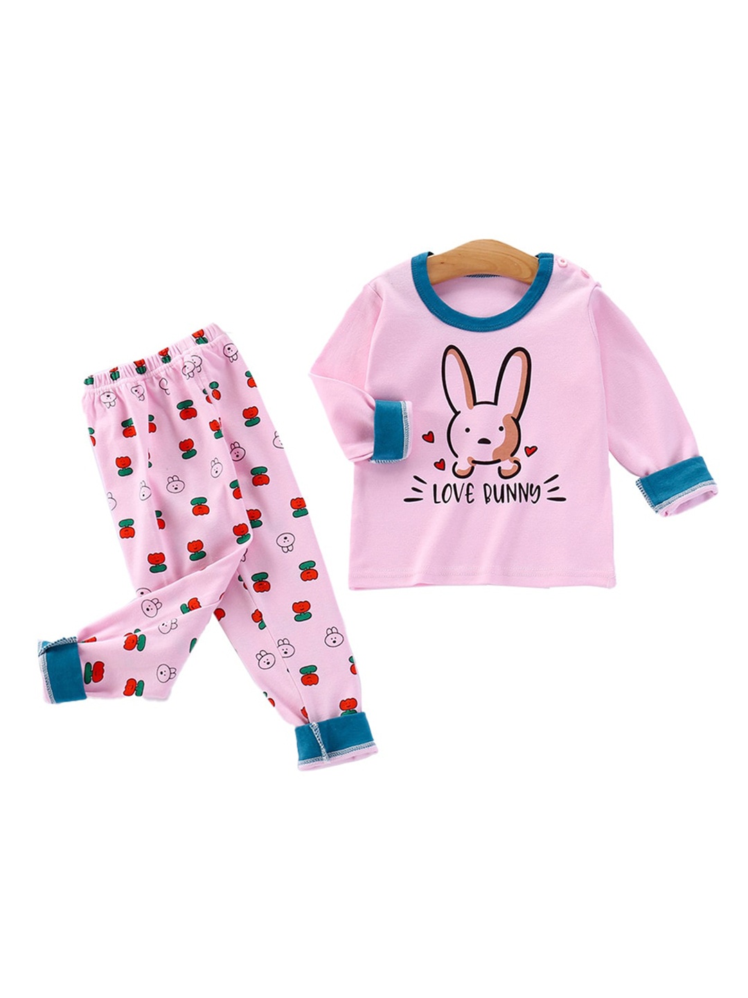 

StyleCast Girls Pink Conversational Printed Night Suit