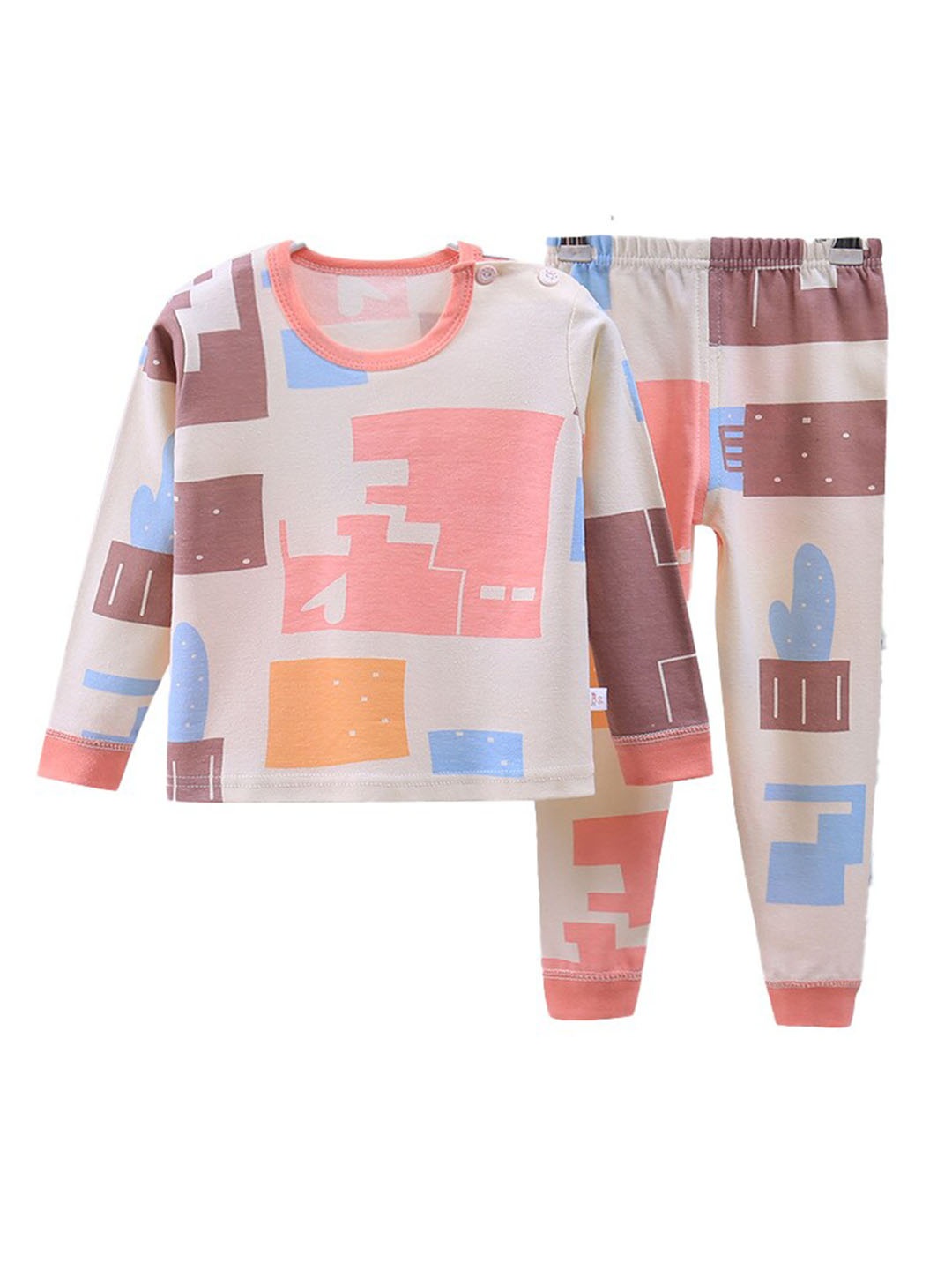 

StyleCast Girls Beige Pink Graphic Printed Cotton Night suit